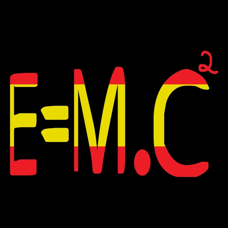 E=m.c² Masse et énergie en rouge et jaune