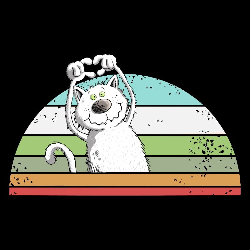 Droll Cat Cartoon Vintage Cat Lover