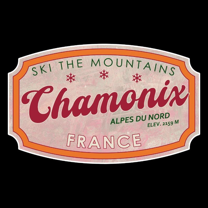 Chamonix Mountain Ski Vintage Label
