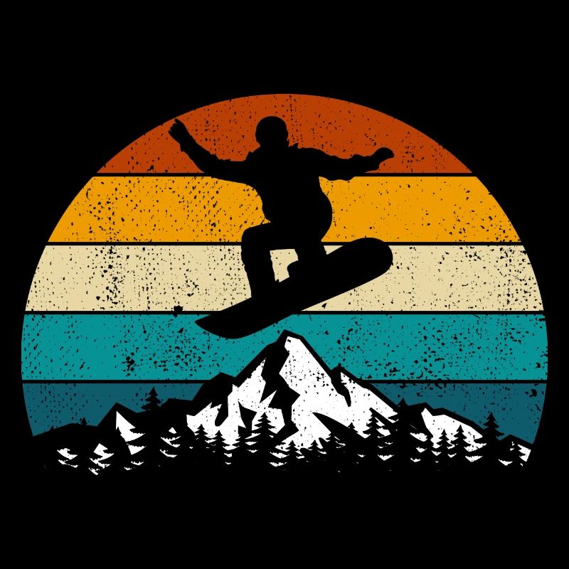Snowboard, Halfpipe, Wintersport, Retro Sunset