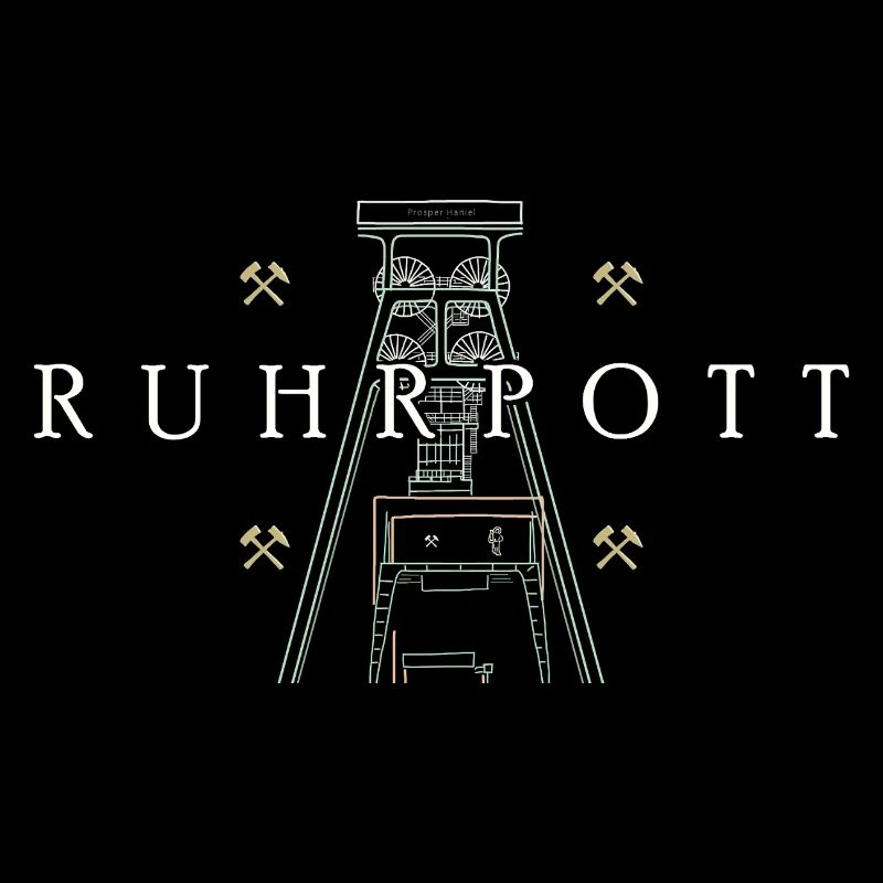 Ruhrpott, dessin à la main de la tour de la mine Prosper-Haniel