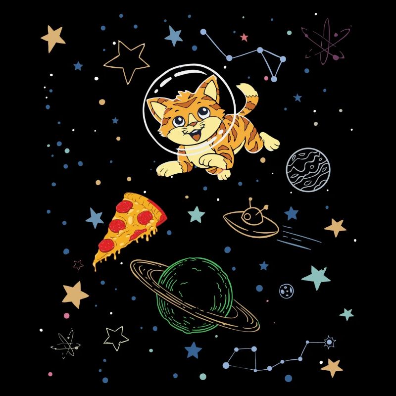 Verspielte Katze in der kosmischen Weltraumszene