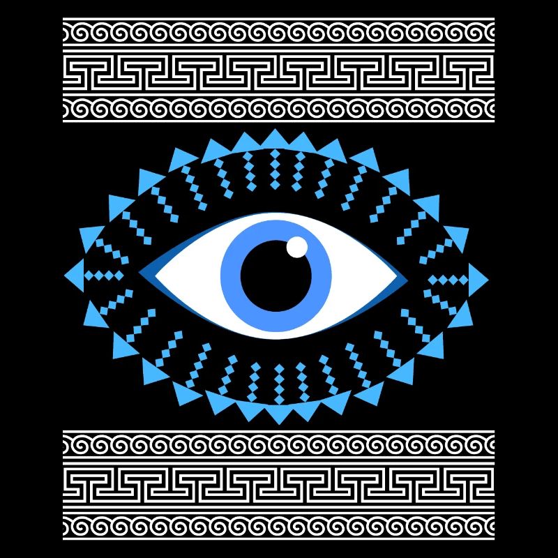 Antikes griechisches Mäander blaues Auge