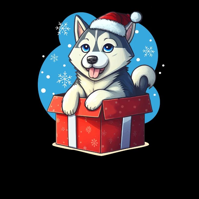 Husky Welpe Weihnachtsmann [00176]