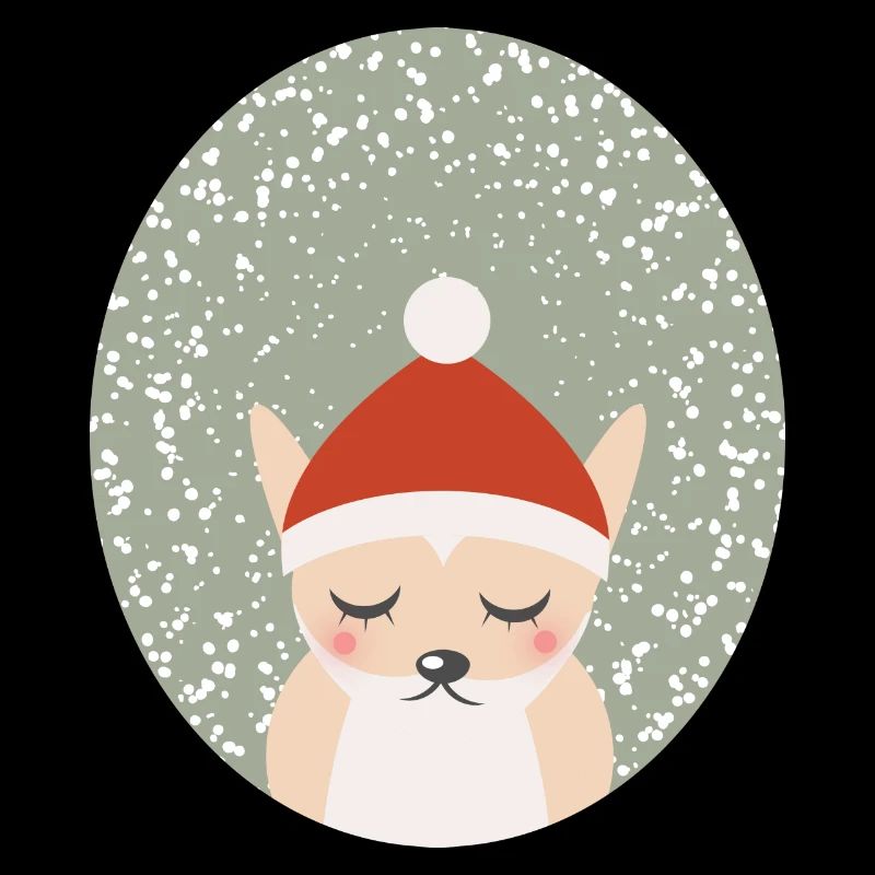 cute fox with Santa Claus Christmas hat