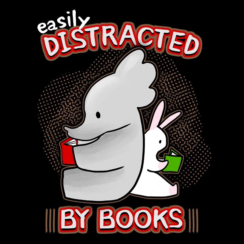 Bücherwurm, Spruch mit Elefant und Hase Bücher