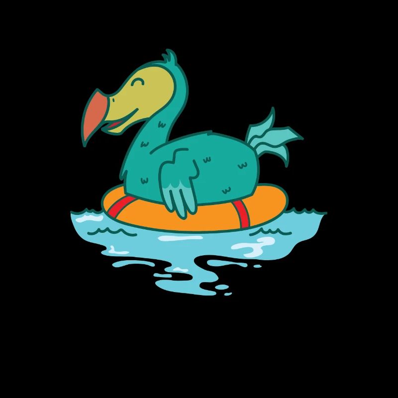 Dodo dans l’eau avec un oiseau flottant