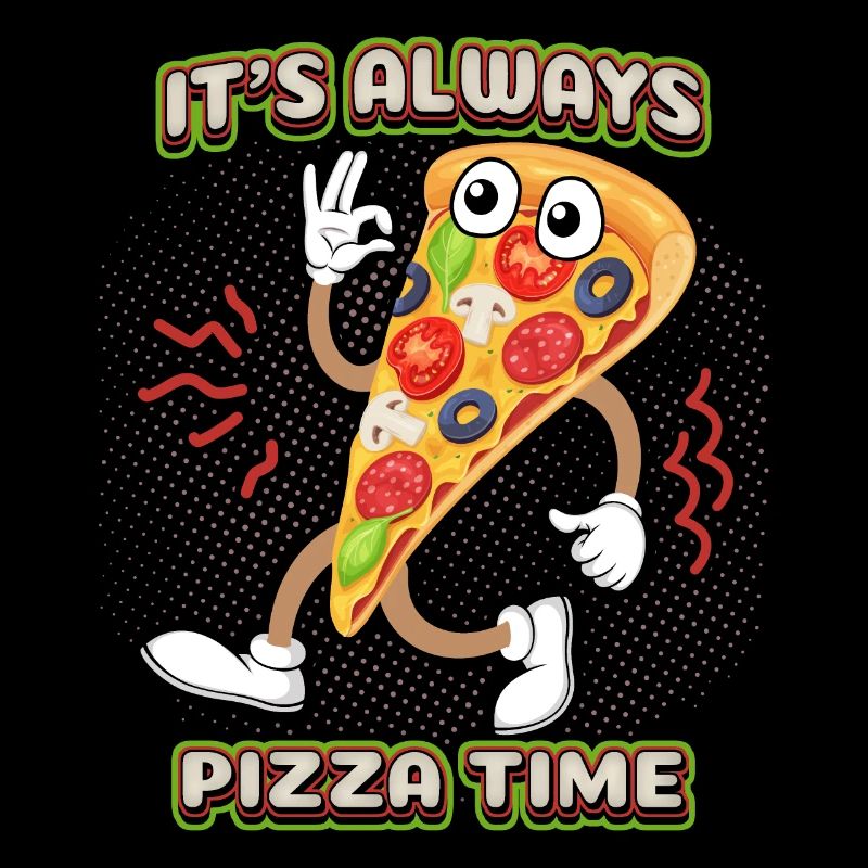 Pizza comique, drôle de dicton de pizza, pizza de dessin animé