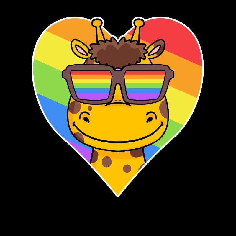 Regenbogen - Giraffe mit Brille und Herz