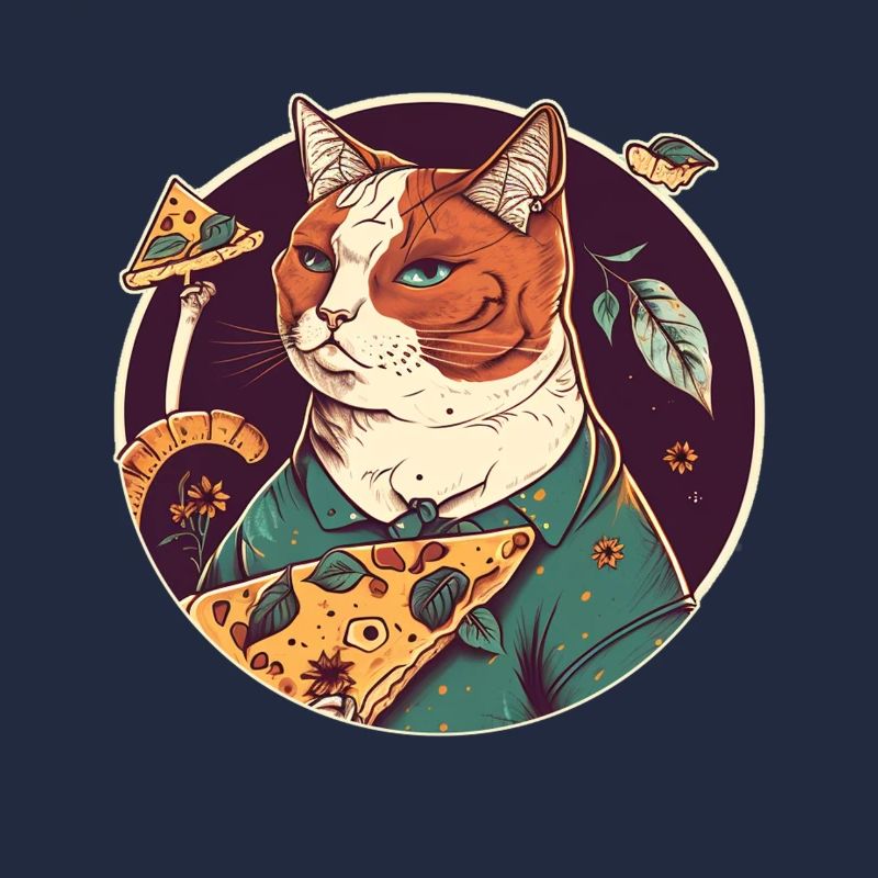chat avec des tranches de pizza