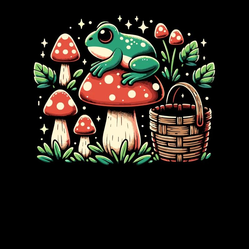 Cottagecore Aesthetic Mushroom Frog