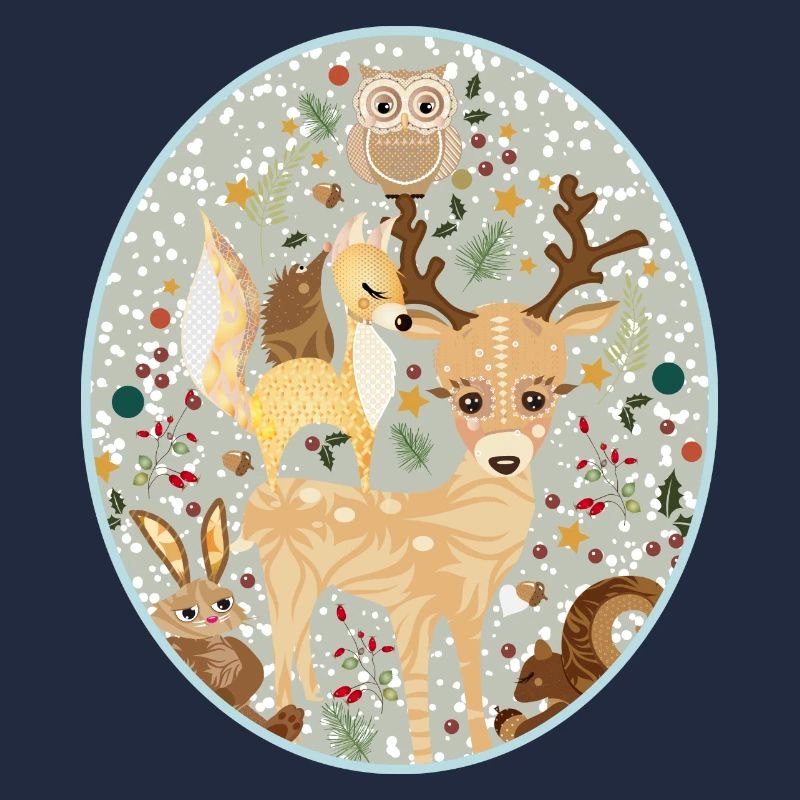 Mignons animaux de la forêt célébrant Noël ensemble