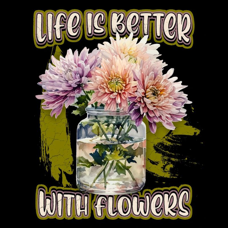 Chrysantheme, Vintage botanische Blumen im Glas