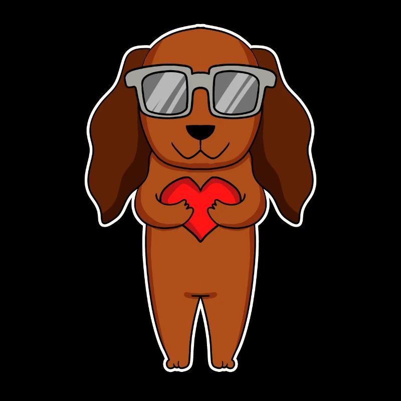 Hund mit Herz und Brille - Dackel
