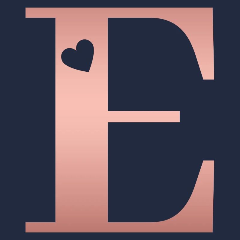 lettre e rose gold