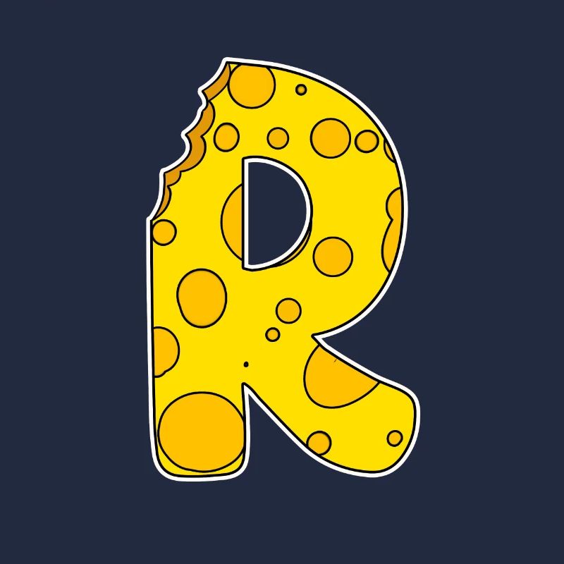 Letter R - Initial Letter R - Cheese Motif