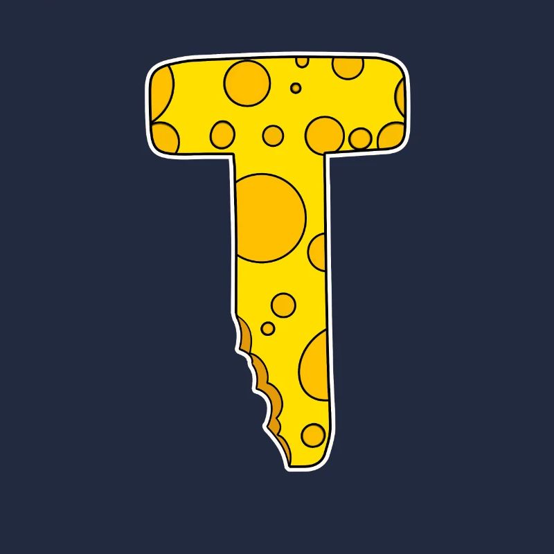 Letter T - Initial Letter T - Cheese Motif