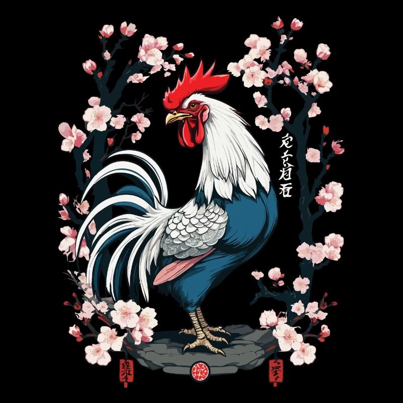 Conception esthétique de fleurs de cerisier de coq asiatique