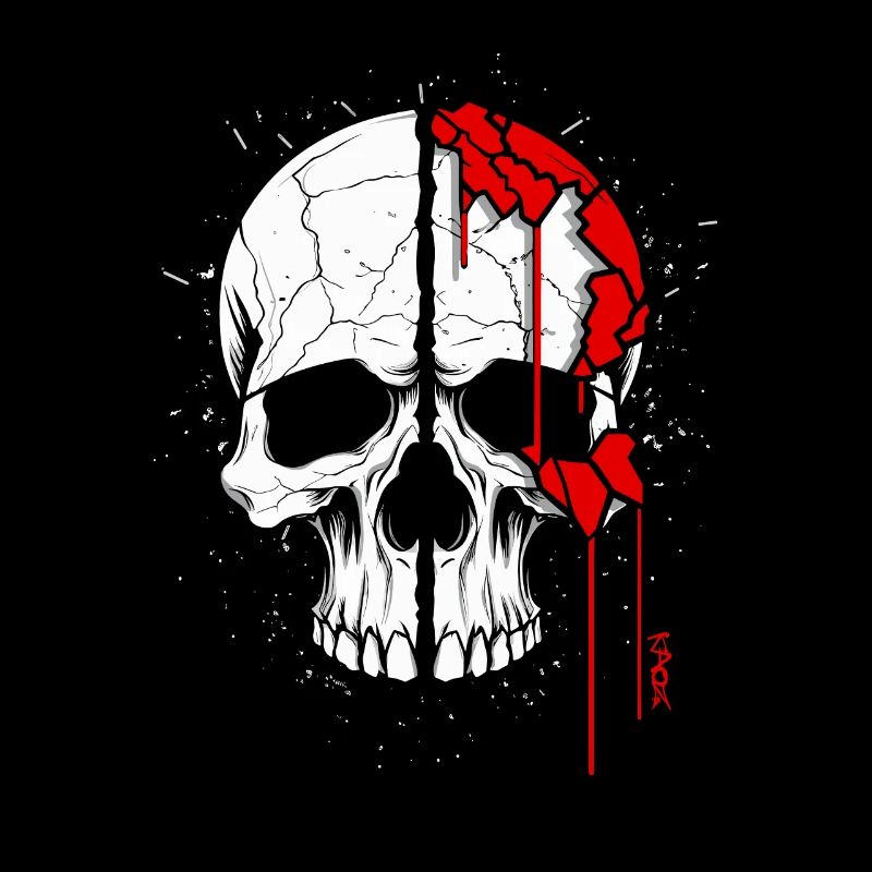 Skull with red paint