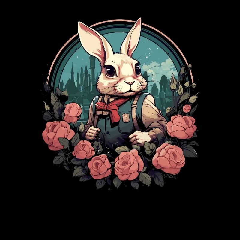 Lapin avec des roses