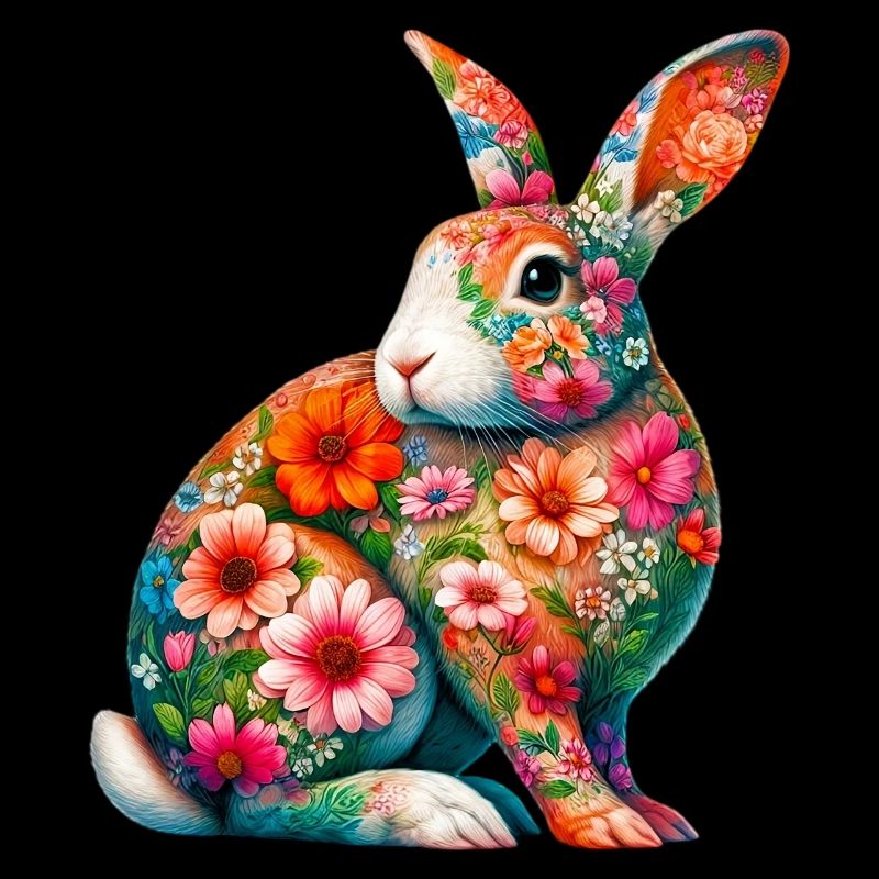 Lapin décoré de fleurs