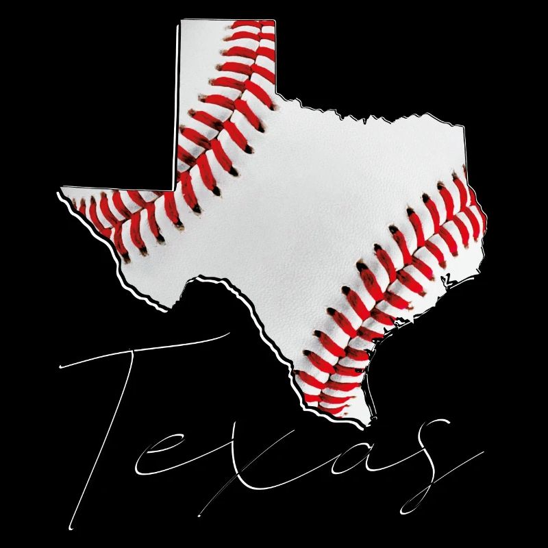 Real Baseball in Texas State Map TX