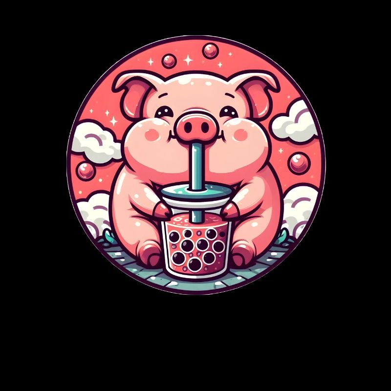 Schwein genießt Bubble Tea