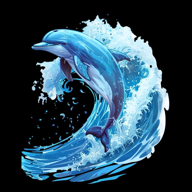 Springender Delfin in Blauer Welle