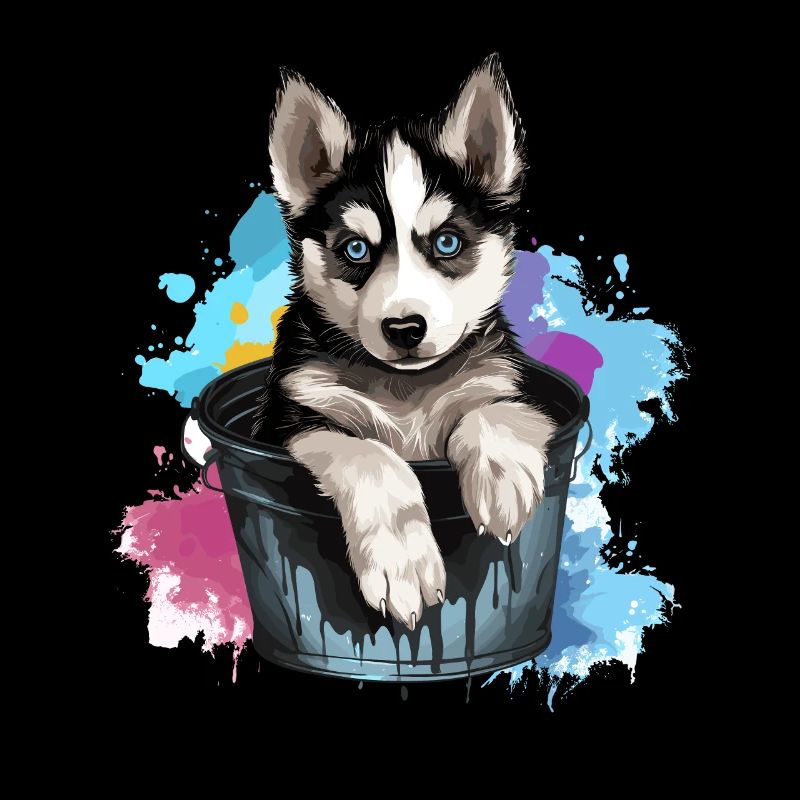 Siberian Husky Niedlicher Hund Farbeimer