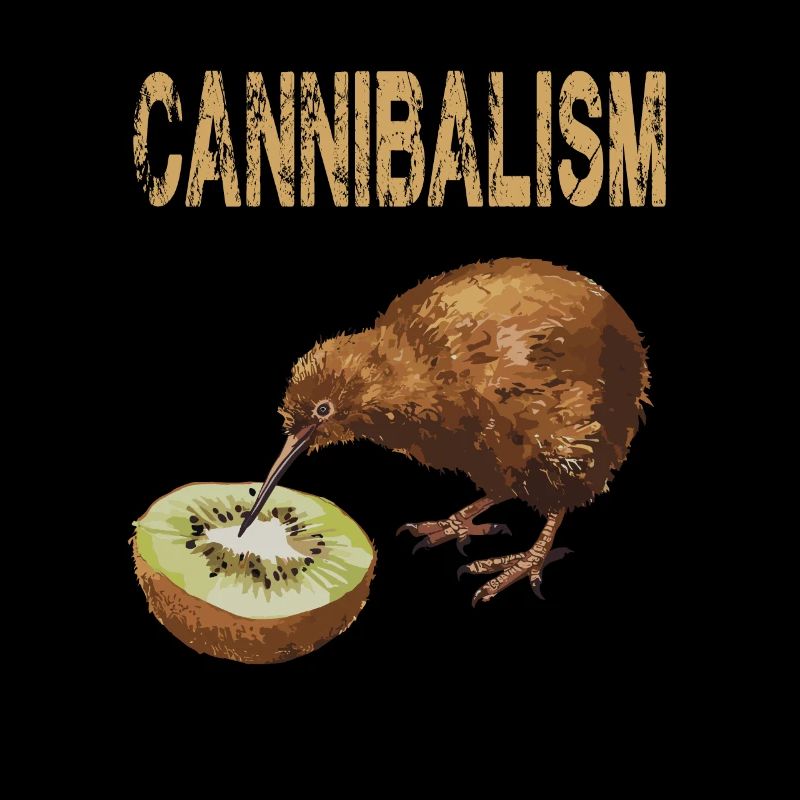 Kannibalismus Kiwi-Vogel genießt eine Kiwifrucht