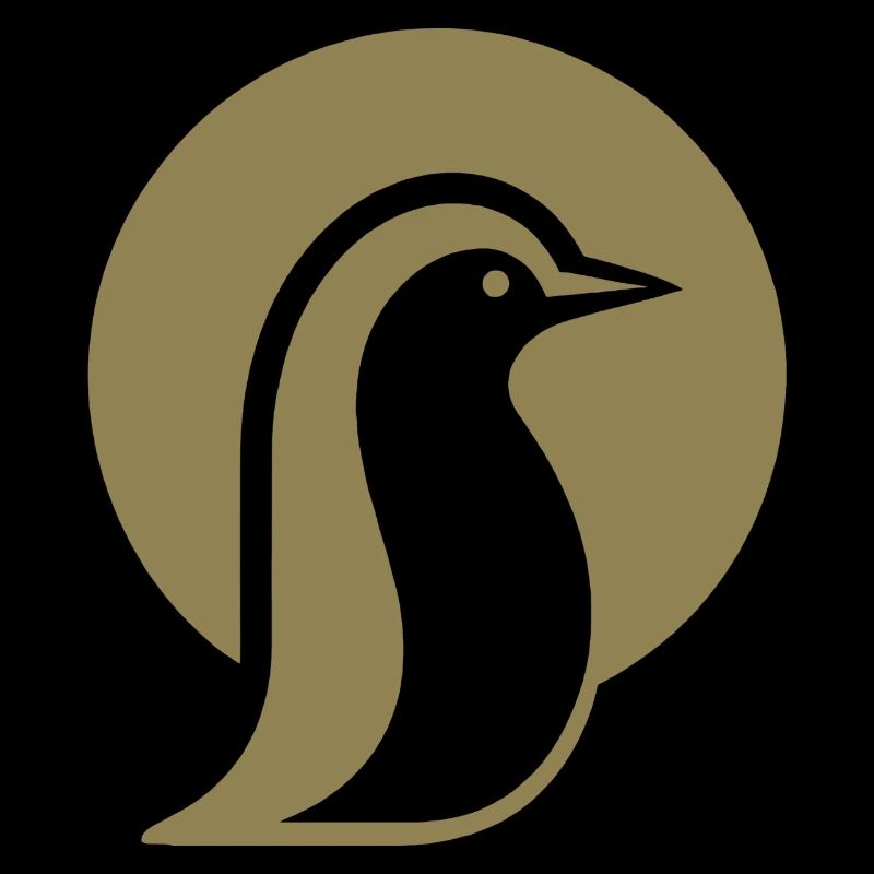 Penguin silhouette at the South Pole minimalist