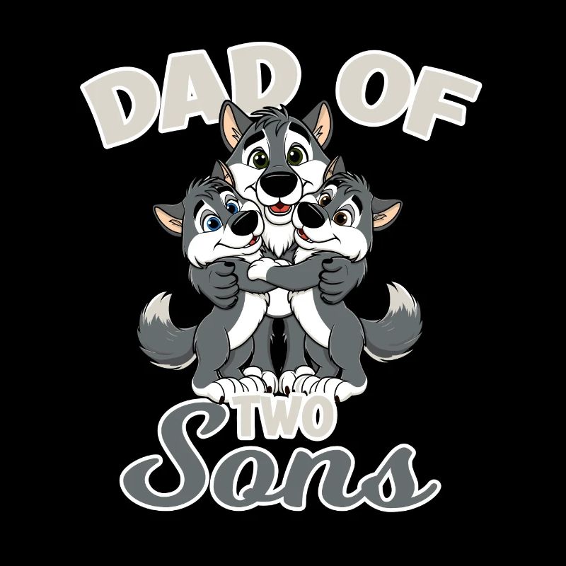 Starker Wolf mit Wolfs Kind für einen Papa