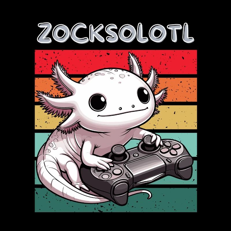 Gamer Axolotl Nerd Retro Computer Videogame Lustig