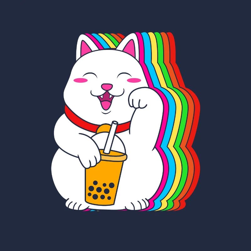 Maneki Neko Japan Lucky Charm Boba Tee