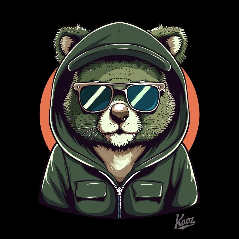 Sweat à capuche cool et lunettes de soleil Koala Bear