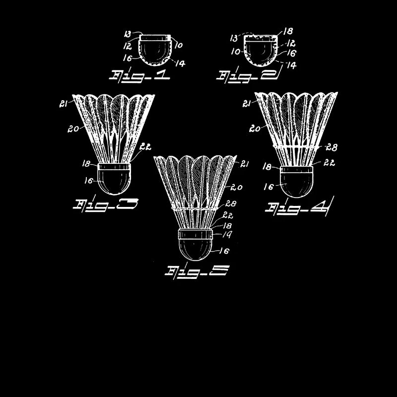 Badminton Shuttlecock Patent Drawing Retro