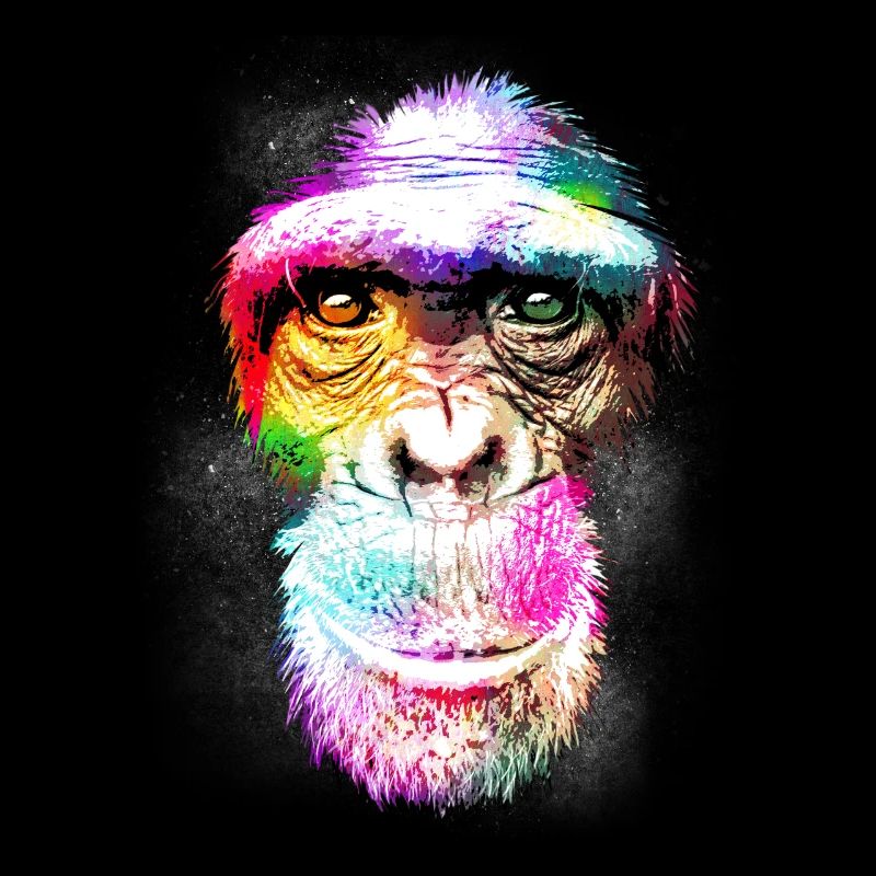 Coloré Rétro Réaliste Visage De Singe Graphique Drôle