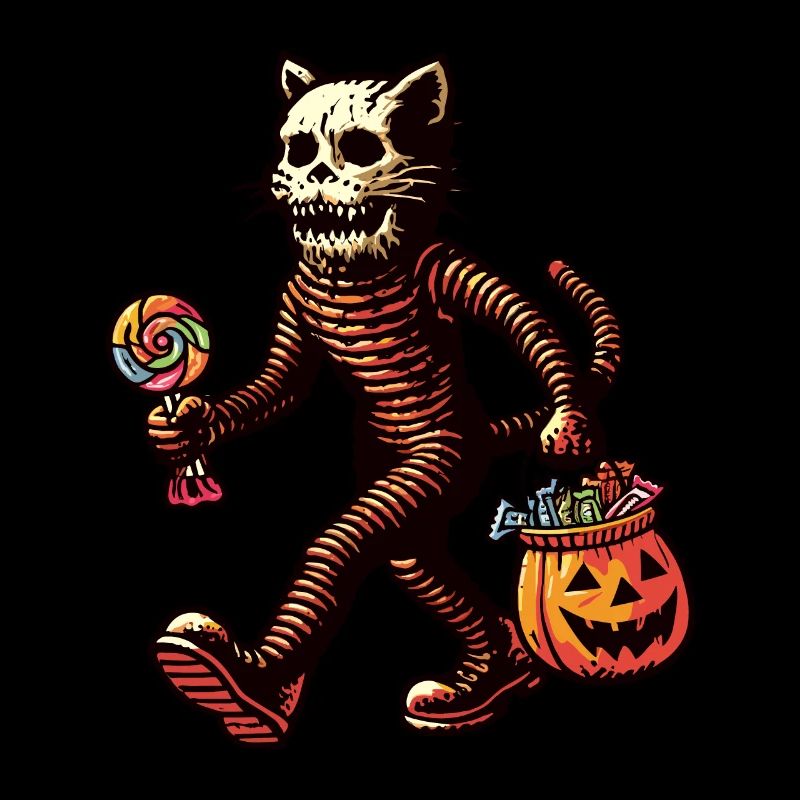 Chat zombie mort-vivant Halloween