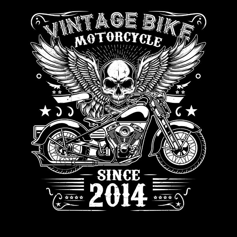 2014 Moto Vintage Biker Anniversaire Né En 2014