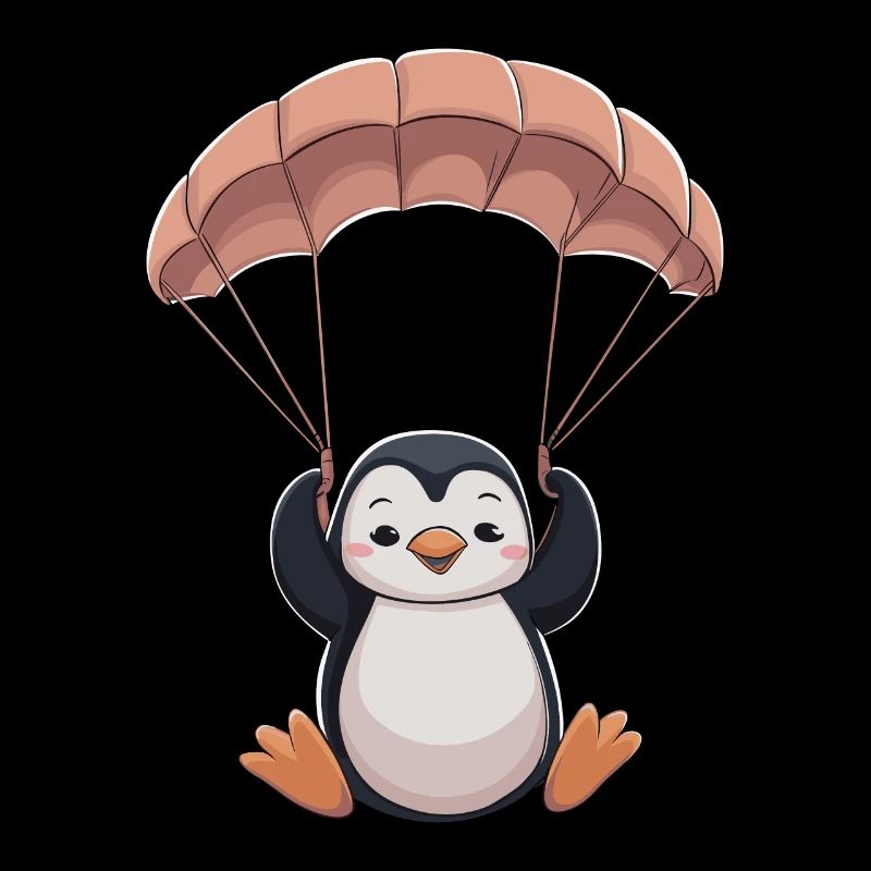 Pingouin mignon avec parachute