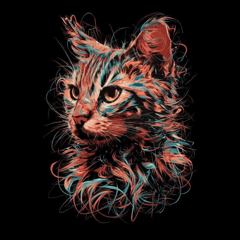 Cat Art Drawing Abstract Animal Illustration