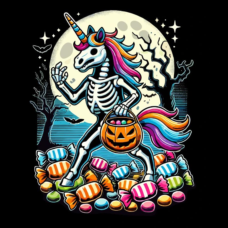 Funny Unicorn Skeleton Lying Candy