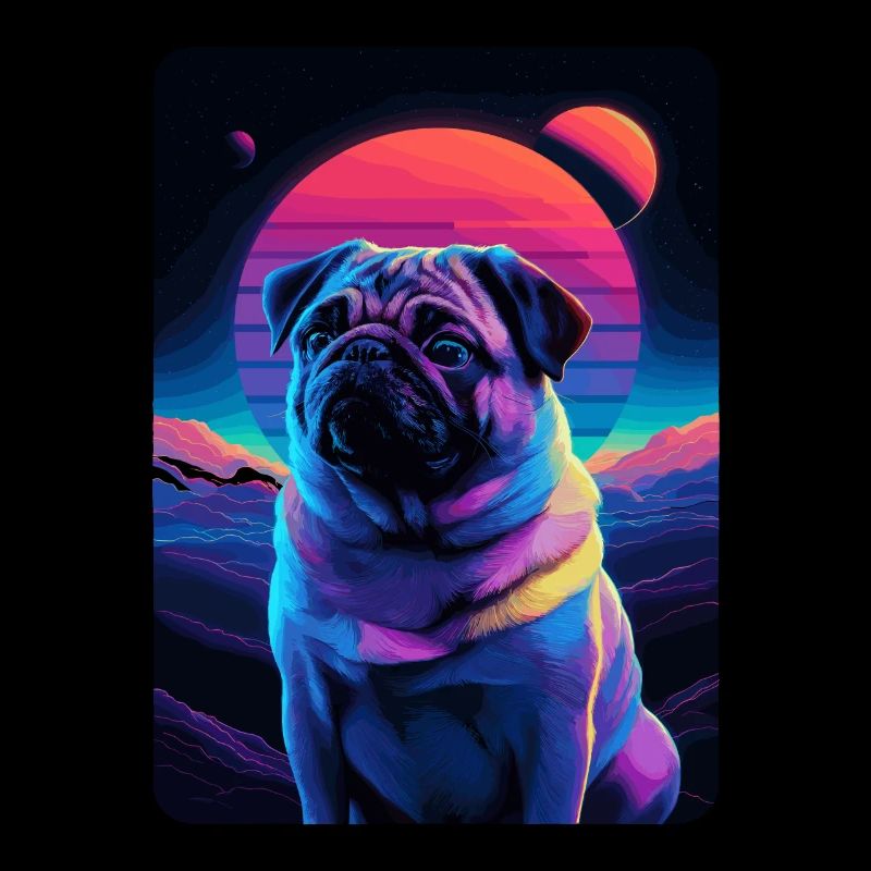Tierkunst Planet Fantasie Artwork Mops
