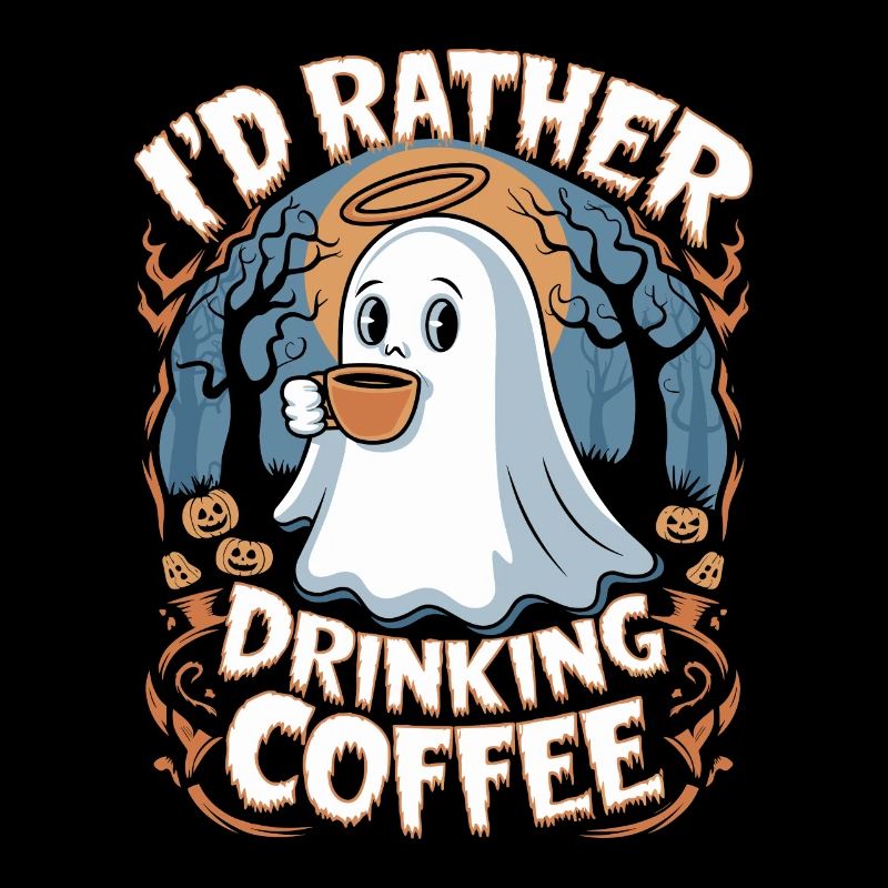 Fantôme d'Halloween dans la nuit : Cher café