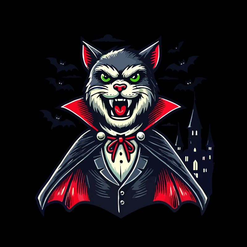 Chat vampire Chat d’Halloween mignon