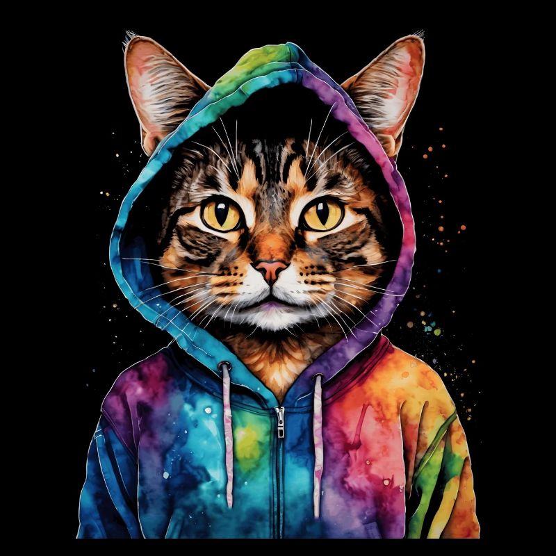 Chat Sweat à capuche Coloré Drôle Animal Design Imprimer