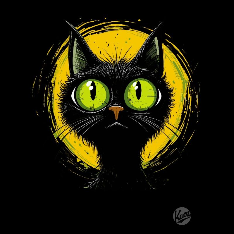 Yeux verts : chat de dessin animé rétro