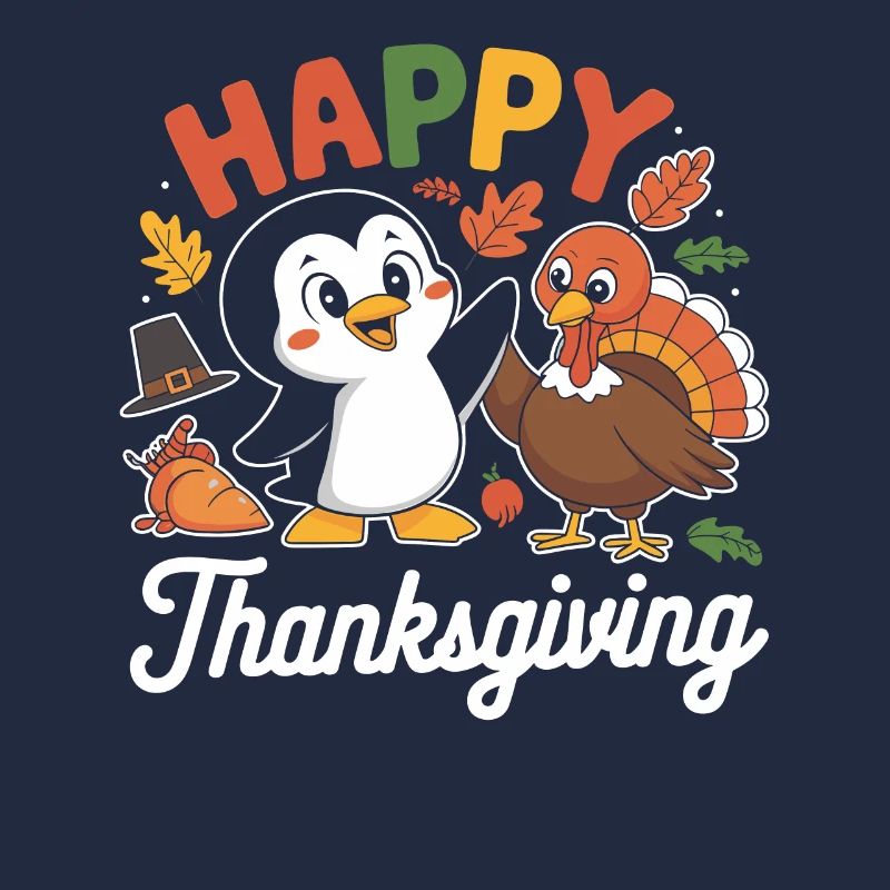 Joyeux thanksgiving pingouin avec dinde