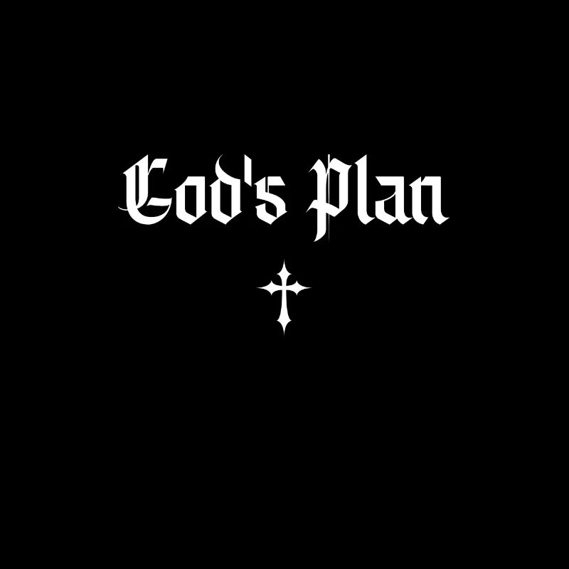 God's Plan in gotischer Schrift mit Kreuz