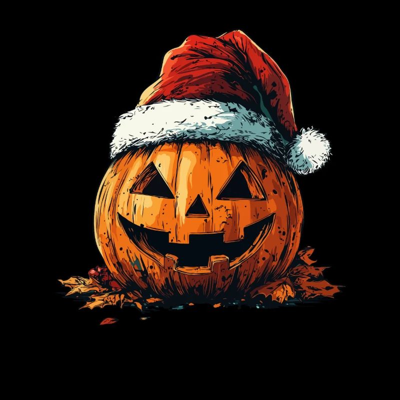 Halloween Gift Pumpkin with Santa Hat Decoration
